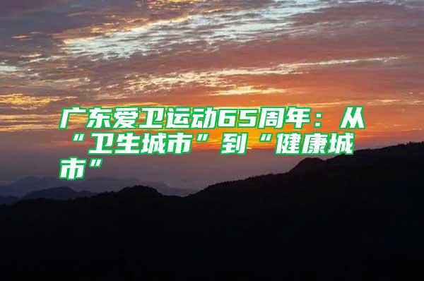 廣東愛衛(wèi)運(yùn)動65周年：從“衛(wèi)生城市”到“健康城市”
