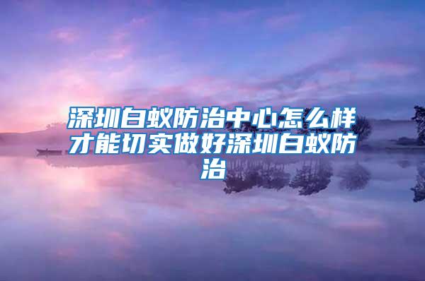 深圳白蟻防治中心怎么樣才能切實(shí)做好深圳白蟻防治