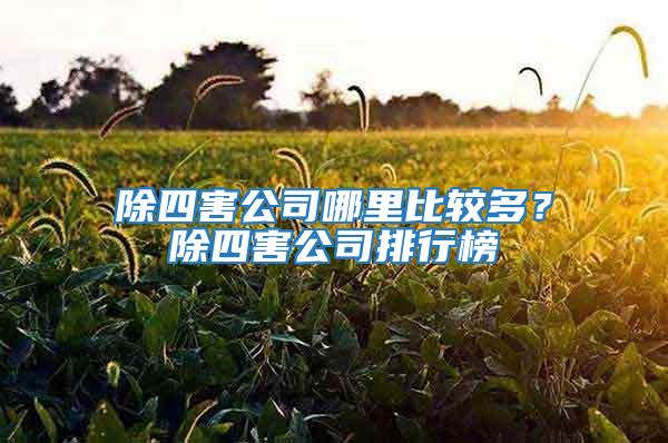 除四害公司哪里比較多？除四害公司排行榜