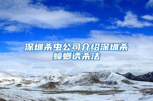 深圳殺蟲公司介紹深圳殺蟑螂誘殺法